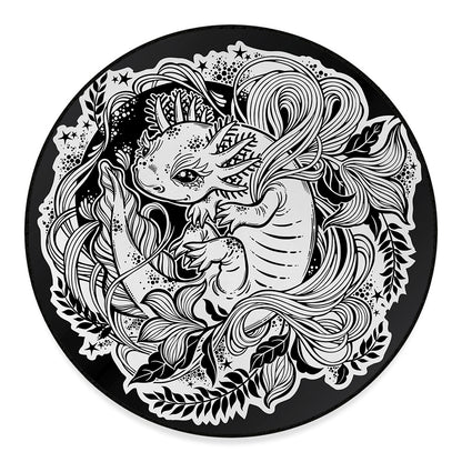 Black And White Axolotl Print Round Floor Mat