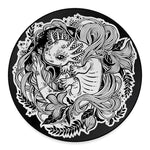 Black And White Axolotl Print Round Floor Mat