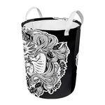 Black And White Axolotl Print Round Laundry Basket
