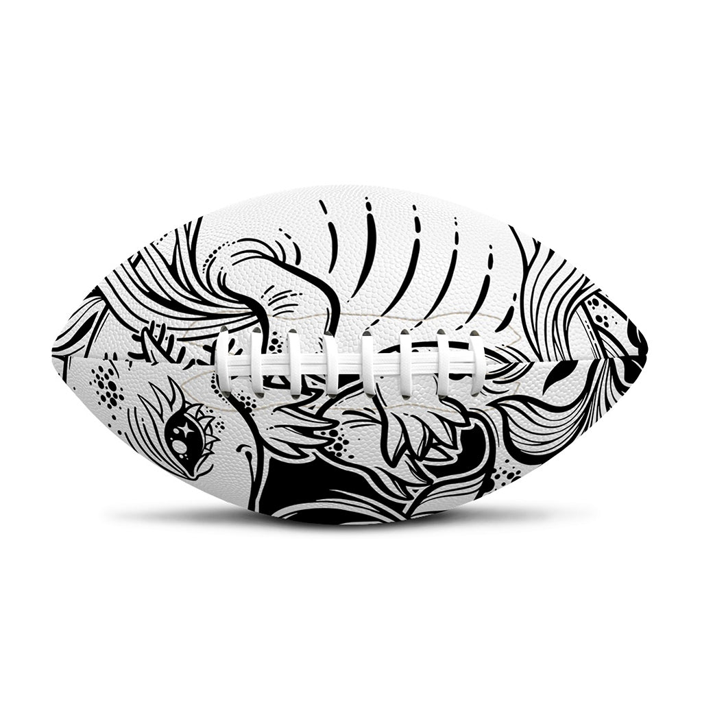 Black And White Axolotl Print Rugby Ball