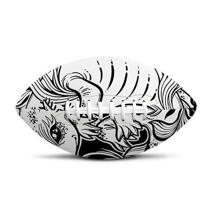Black And White Axolotl Print Rugby Ball