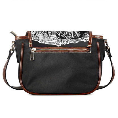 Black And White Axolotl Print Saddle Bag