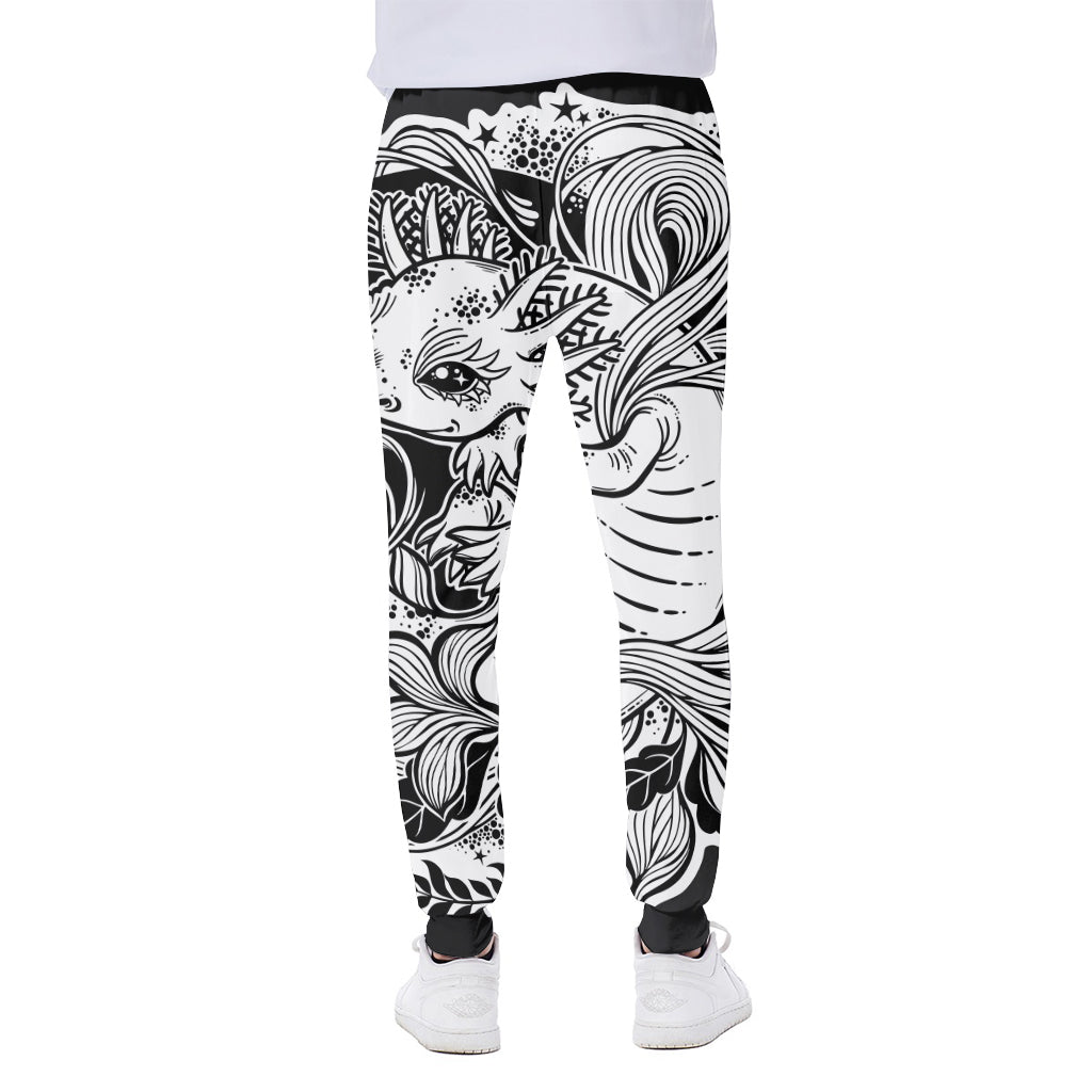 Black And White Axolotl Print Scuba Joggers