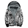 Black And White Axolotl Print Sherpa Lined Zip Up Hoodie