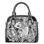 Black And White Axolotl Print Shoulder Handbag