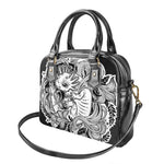 Black And White Axolotl Print Shoulder Handbag