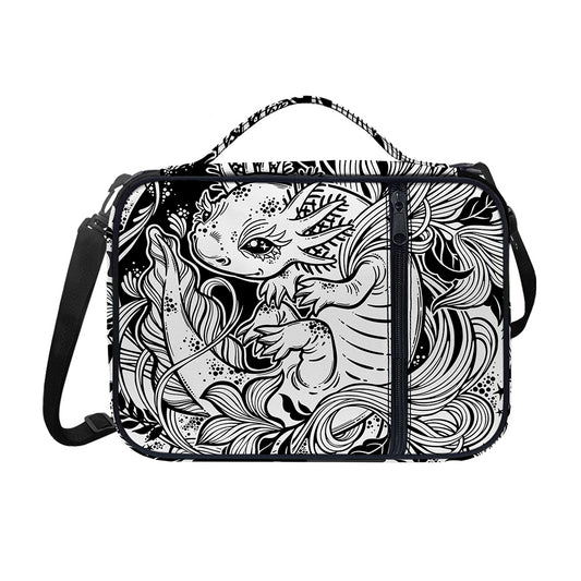 Black And White Axolotl Print Shoulder Strap Bible Bag
