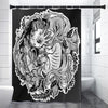 Black And White Axolotl Print Shower Curtain