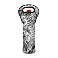 Black And White Axolotl Print Single Neoprene Wine Tote