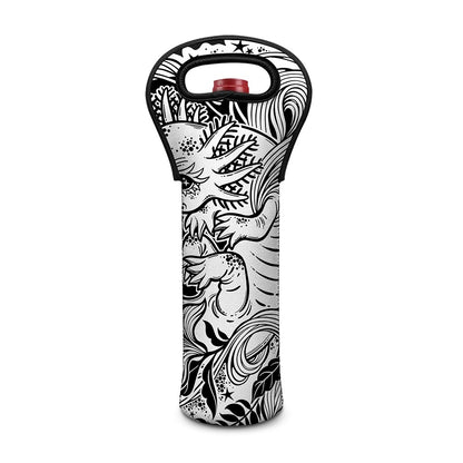 Black And White Axolotl Print Single Neoprene Wine Tote