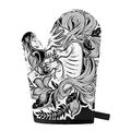 Black And White Axolotl Print Single Oven Mitt