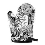 Black And White Axolotl Print Single Oven Mitt