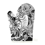 Black And White Axolotl Print Single Oven Mitt