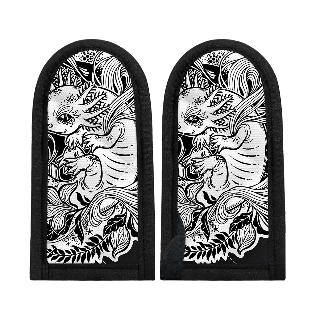 Black And White Axolotl Print Skillet Handle Cover