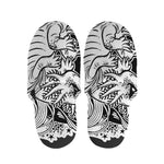 Black And White Axolotl Print Slippers