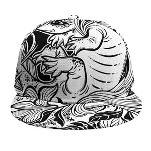 Black And White Axolotl Print Snapback Cap