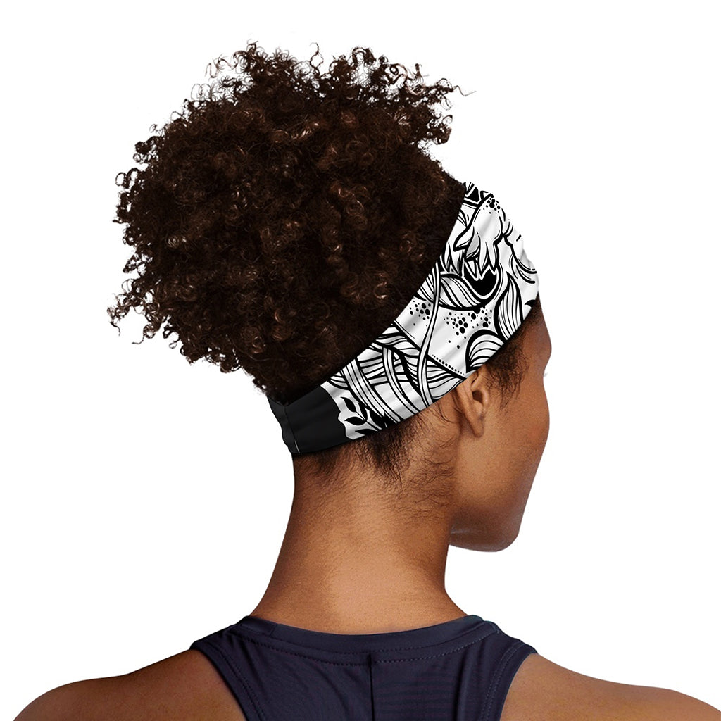 Black And White Axolotl Print Sports Headband