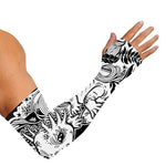 Black And White Axolotl Print Sun Protection Arm Sleeves