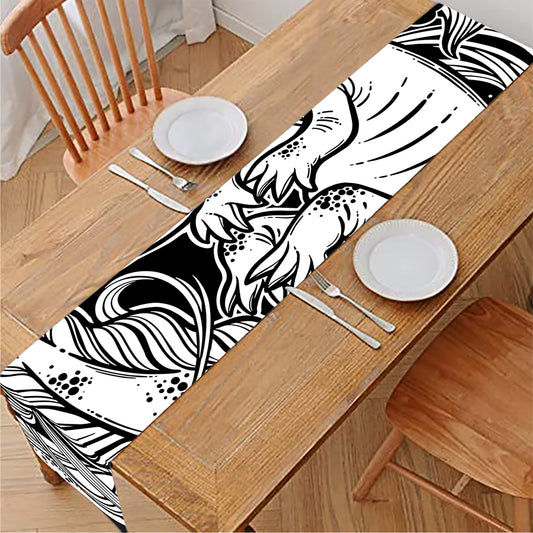 Black And White Axolotl Print Table Runner