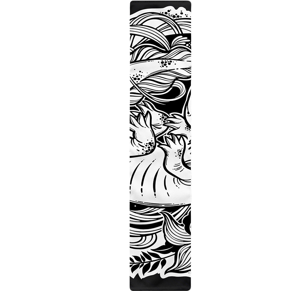 Black And White Axolotl Print Table Runner