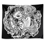 Black And White Axolotl Print Tapestry
