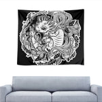 Black And White Axolotl Print Tapestry