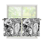 Black And White Axolotl Print Tier Curtains