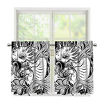 Black And White Axolotl Print Tier Curtains
