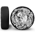 Black And White Axolotl Print Tire Cover