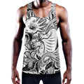 Black And White Axolotl Print Men's Workout Tank Top