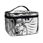 Black And White Axolotl Print Travel Makeup Bag
