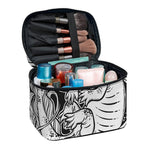 Black And White Axolotl Print Travel Makeup Bag