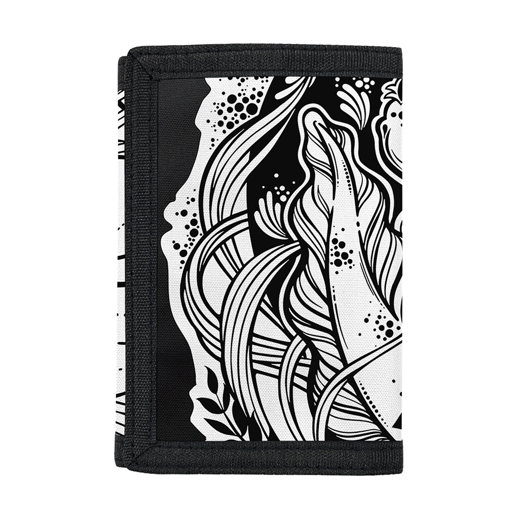 Black And White Axolotl Print Trifold Wallet