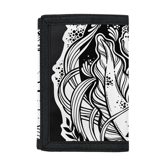 Black And White Axolotl Print Trifold Wallet