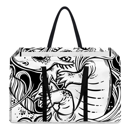 Black And White Axolotl Print Utility Tote Bag