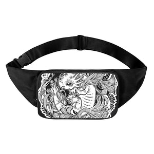 Black And White Axolotl Print Waist Bag