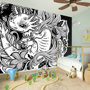 Black And White Axolotl Print Wall Sticker