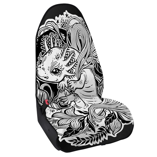 Black And White Axolotl Print Waterproof Car Seat Cover