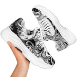 Black And White Axolotl Print White Chunky Shoes