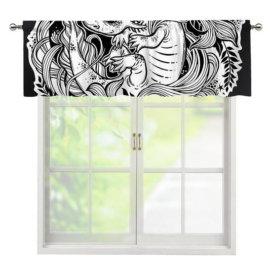 Black And White Axolotl Print Window Valance