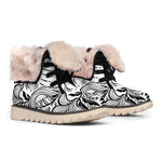 Black And White Axolotl Print Winter Boots