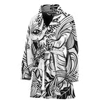 Black And White Axolotl Print Women's Bathrobe