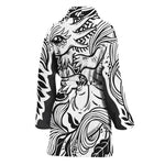 Black And White Axolotl Print Women's Bathrobe