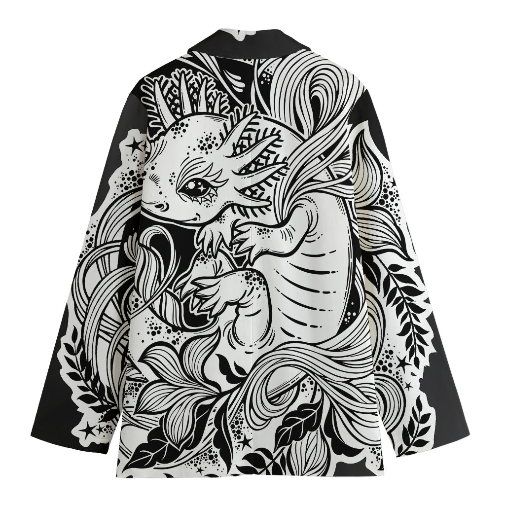 Black And White Axolotl Print Women's Blazer