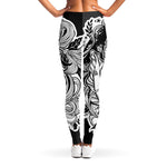 Black And White Axolotl Print Women's Leggings