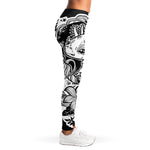 Black And White Axolotl Print Women's Leggings