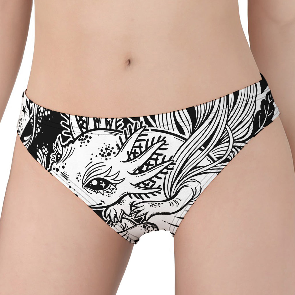 Black And White Axolotl Print Women's Panties