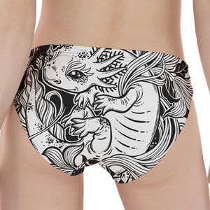 Black And White Axolotl Print Women's Panties