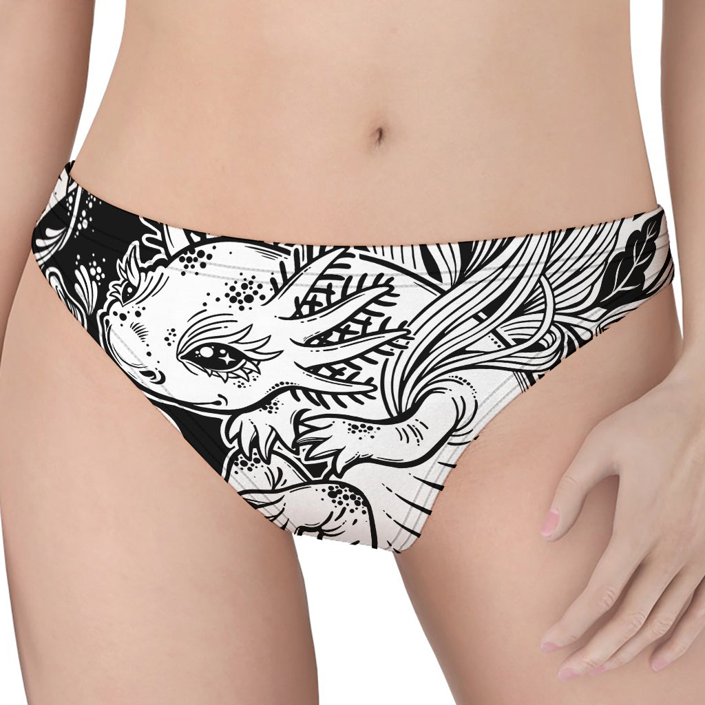 Black And White Axolotl Print Women's Thong