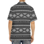 Black And White Aztec Ethnic Print Aloha Shirt
